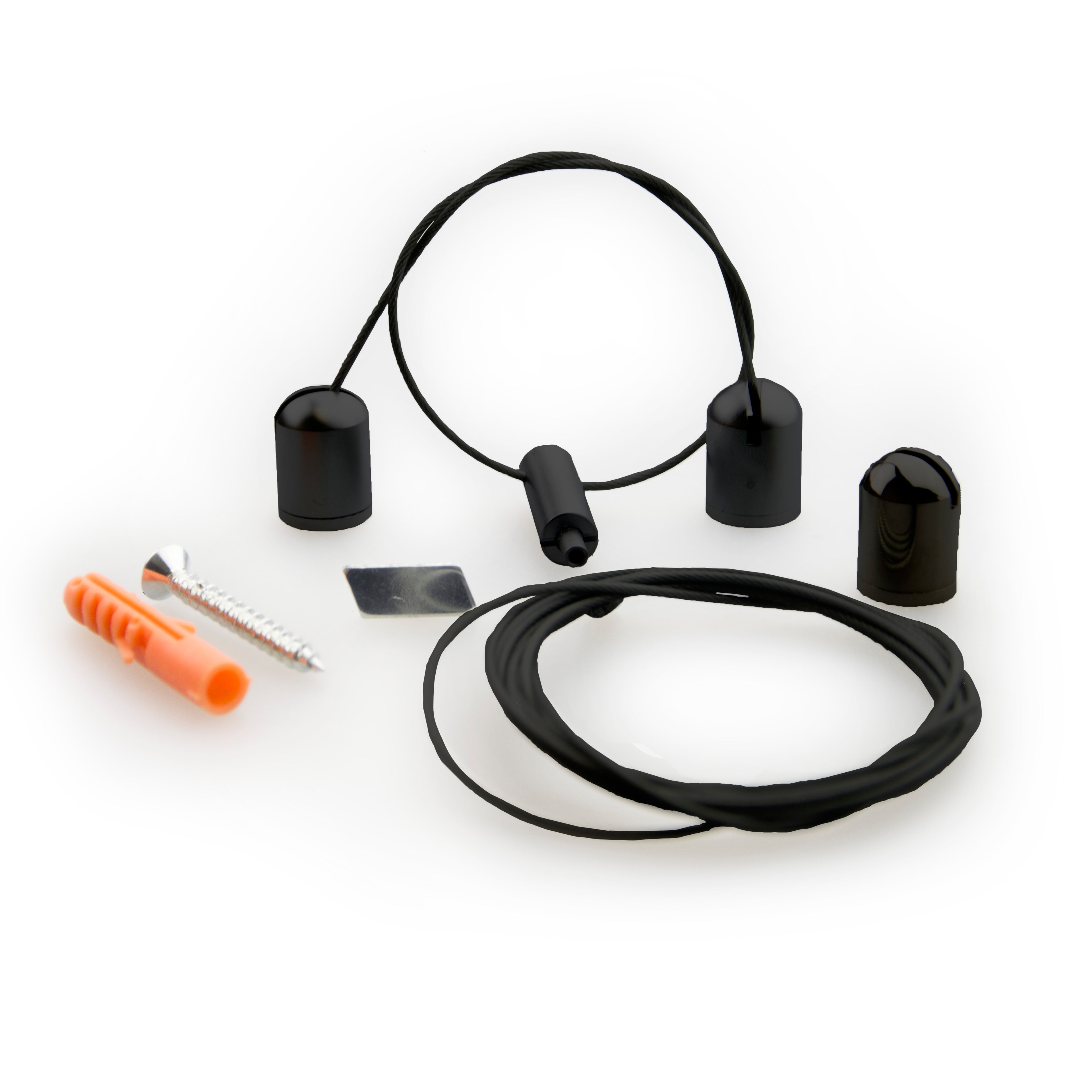 Seilabhängung Z04 für LAMP30 V2, schwarz, Länge bis 3m, 2 Stk, inkl. Befestigungsmaterial