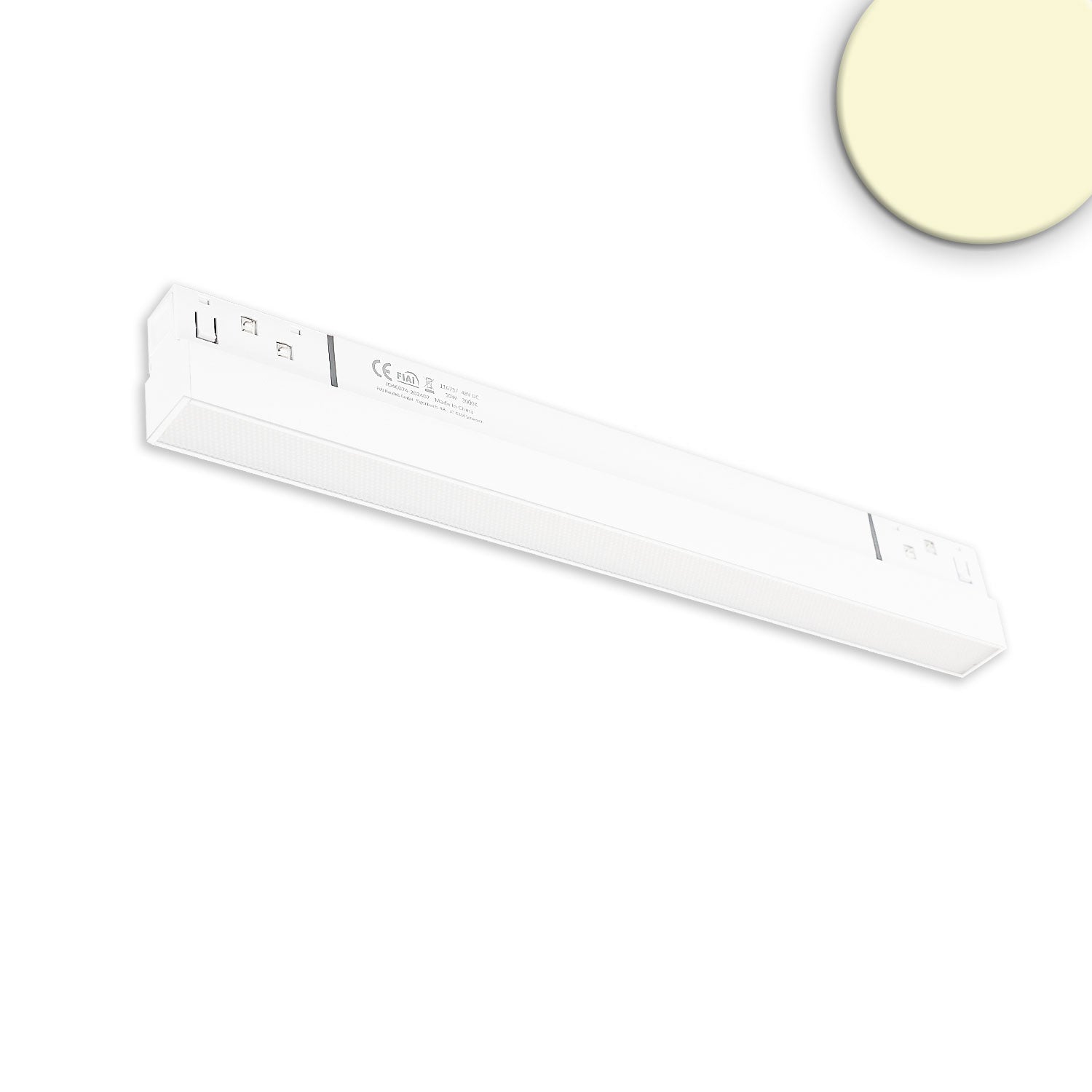 Track48 Linearleuchte 30cm weiß, 10W, 120°, 48V DC, 3000K, CRI90, prismatisch, Line+, DALI dimmbar