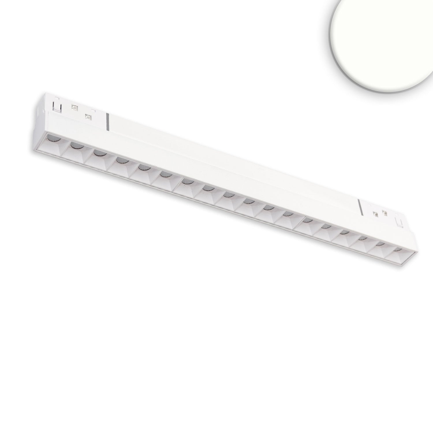 Track48 Leuchte 32cm weiß, 18W, 36°, UGR<19, 48V DC, 4000K, CRI90, Line+, DALI dimmbar