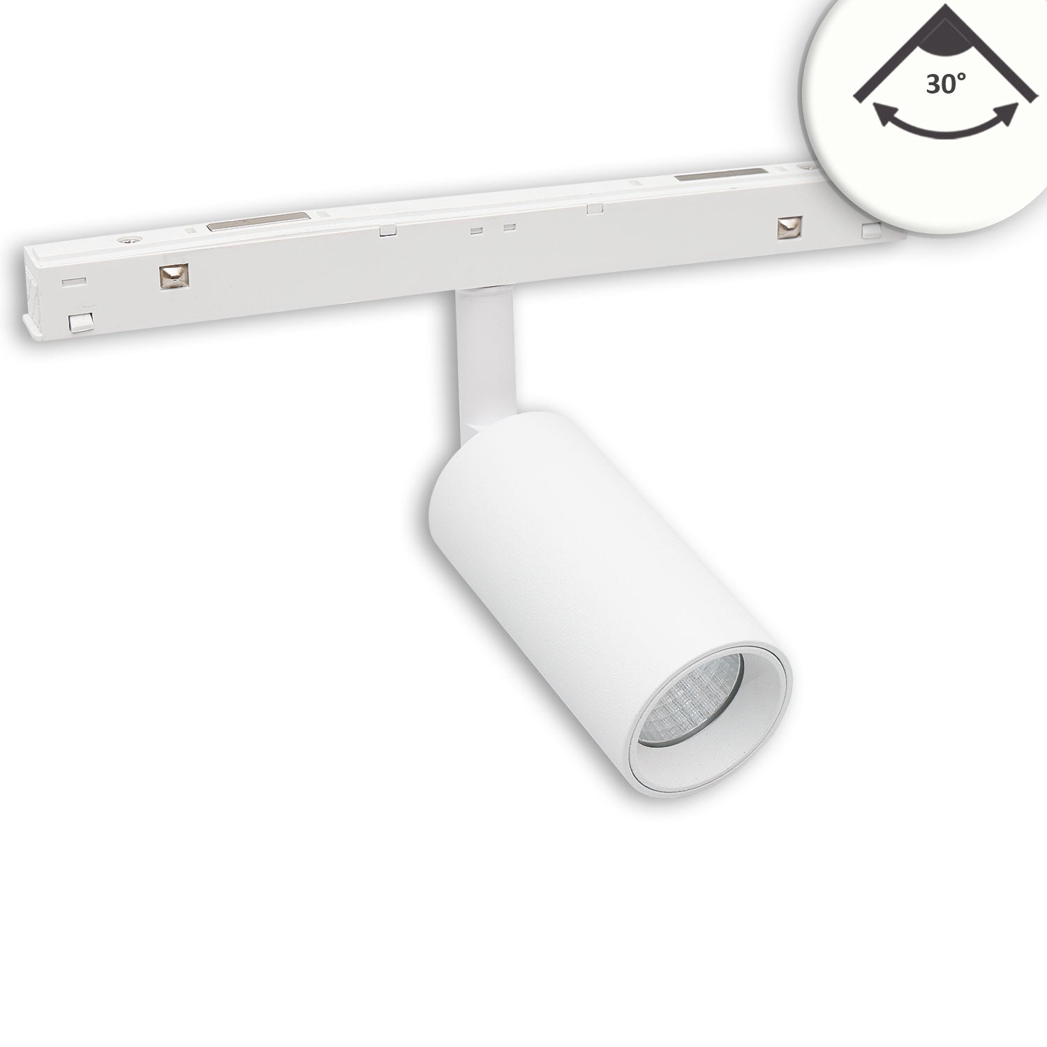 Track48 Schienenstrahler weiß, 7W, 30°, UGR<19, 48V DC, 4000K, CRI90, DALI dimmbar