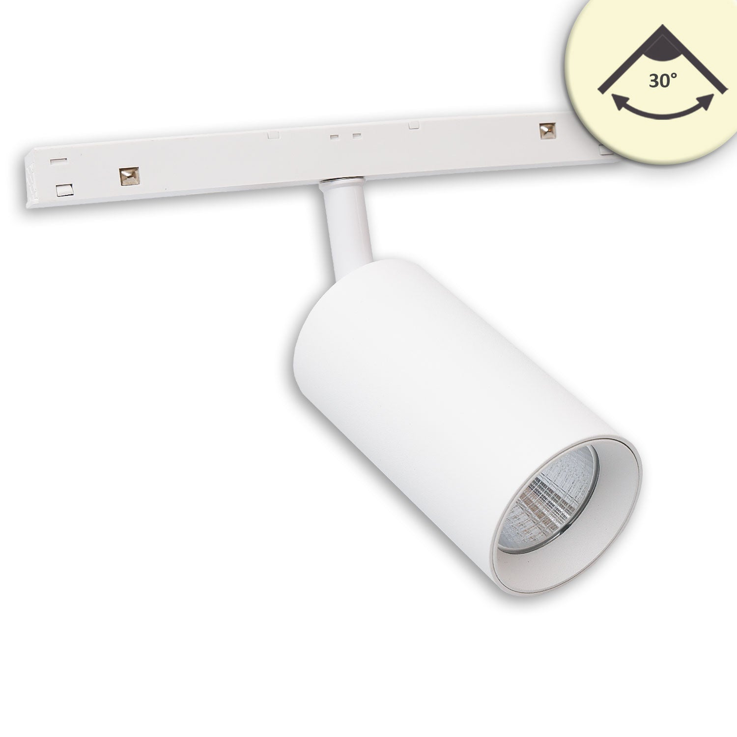 Track48 Schienenstrahler weiß, 16W, 30°, UGR<19, 48V DC, 3000K, CRI90, DALI dimmbar