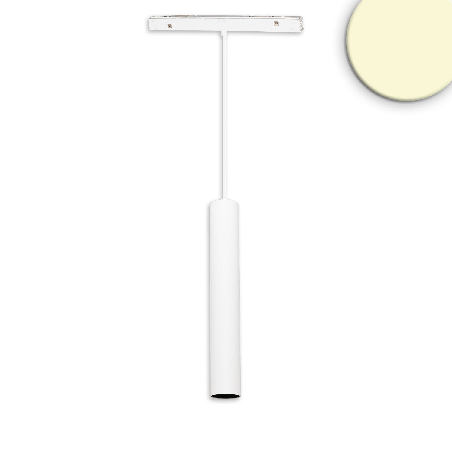 Track48 Hängeleuchte Pipe weiß, 15W, 36°, UGR<19, 48V DC, 3000K, CRI90, DALI dimmbar