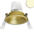 LED Einbaustrahler Back68, gold, rund, 5W, CRI90, 3000K, schwenkbar, rückvers., UGR<12, dimmbar