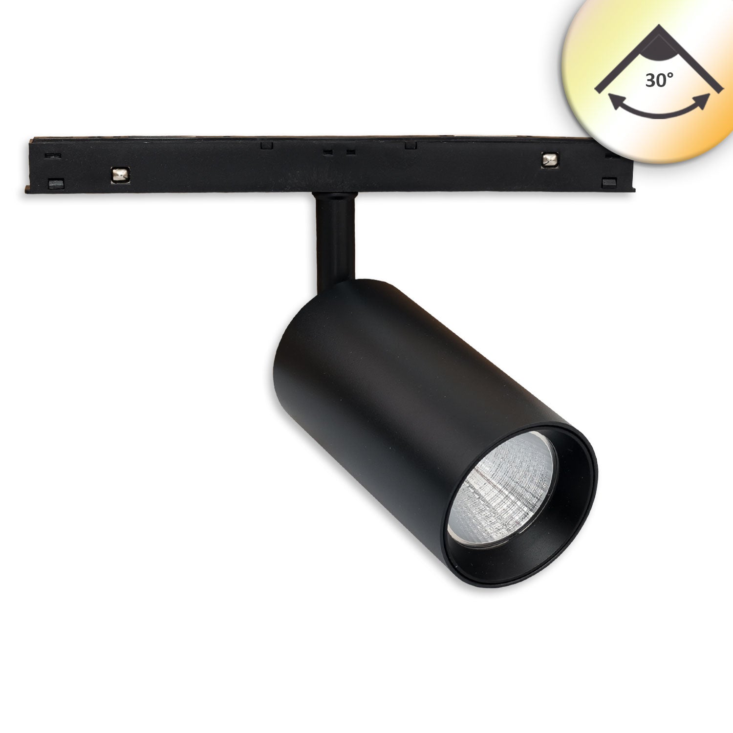 Track48 Schienenstrahler schwarz, 12W, 30°, UGR<19, 48V DC, 1800-4000K, CRI90, DALI DT8