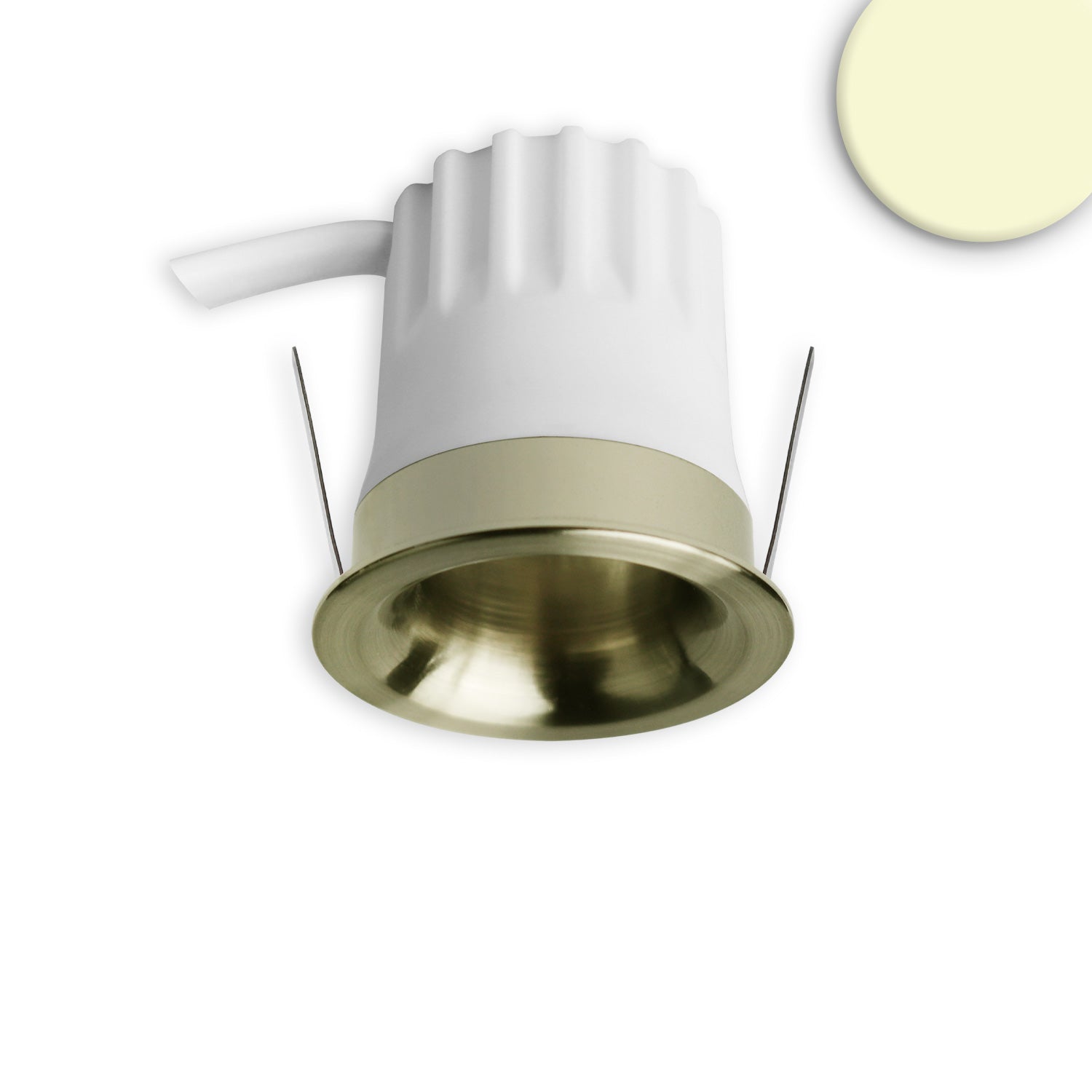 LED Einbaustrahler BACK32, messing geb., rund, 5W, CRI90, 3000K, rückversetzt, Honeycomb, dimmbar