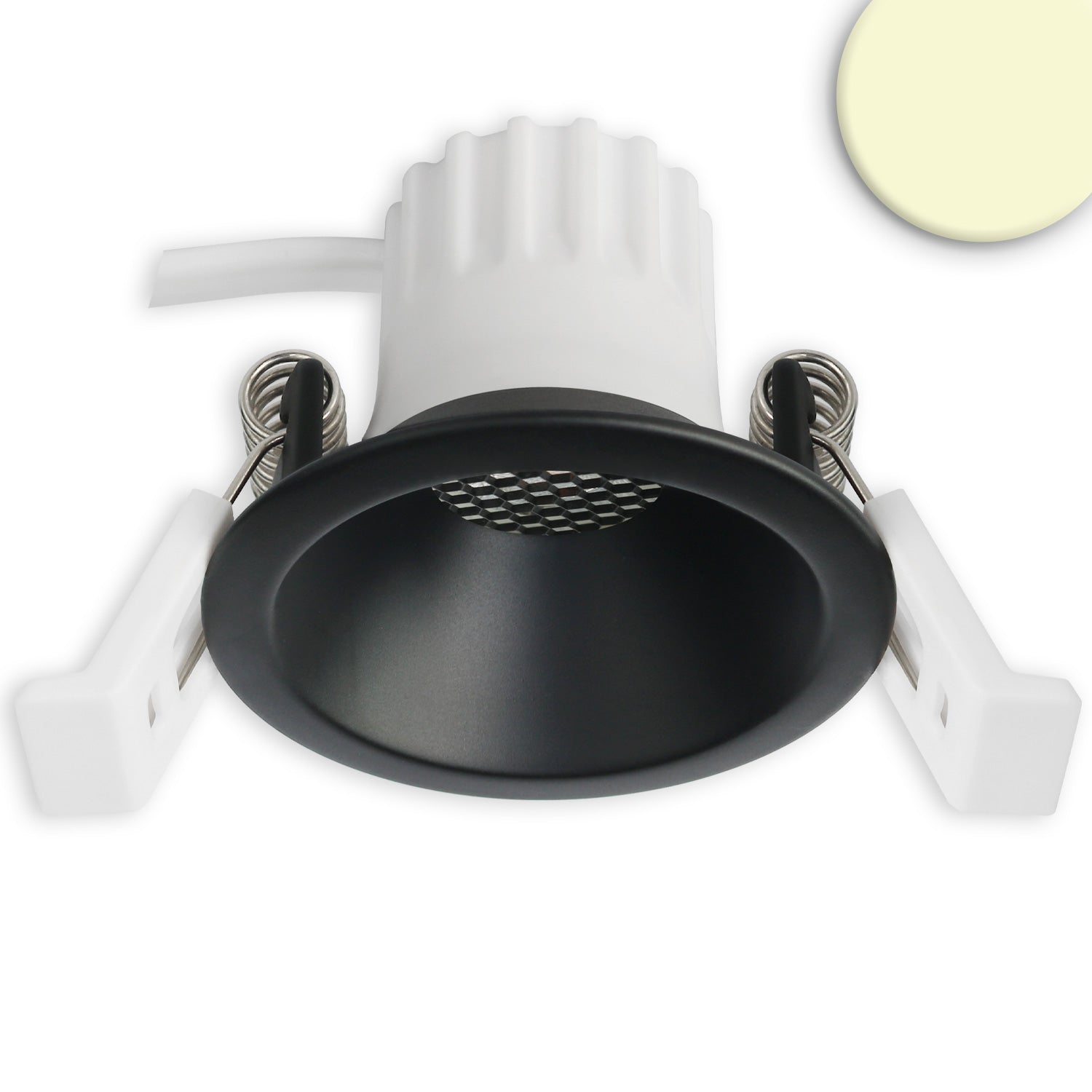 LED Einbaustrahler BACK45, schwarz matt, rund, 5W, CRI90, 2700K, rückversetzt, Honeycomb, dimmbar