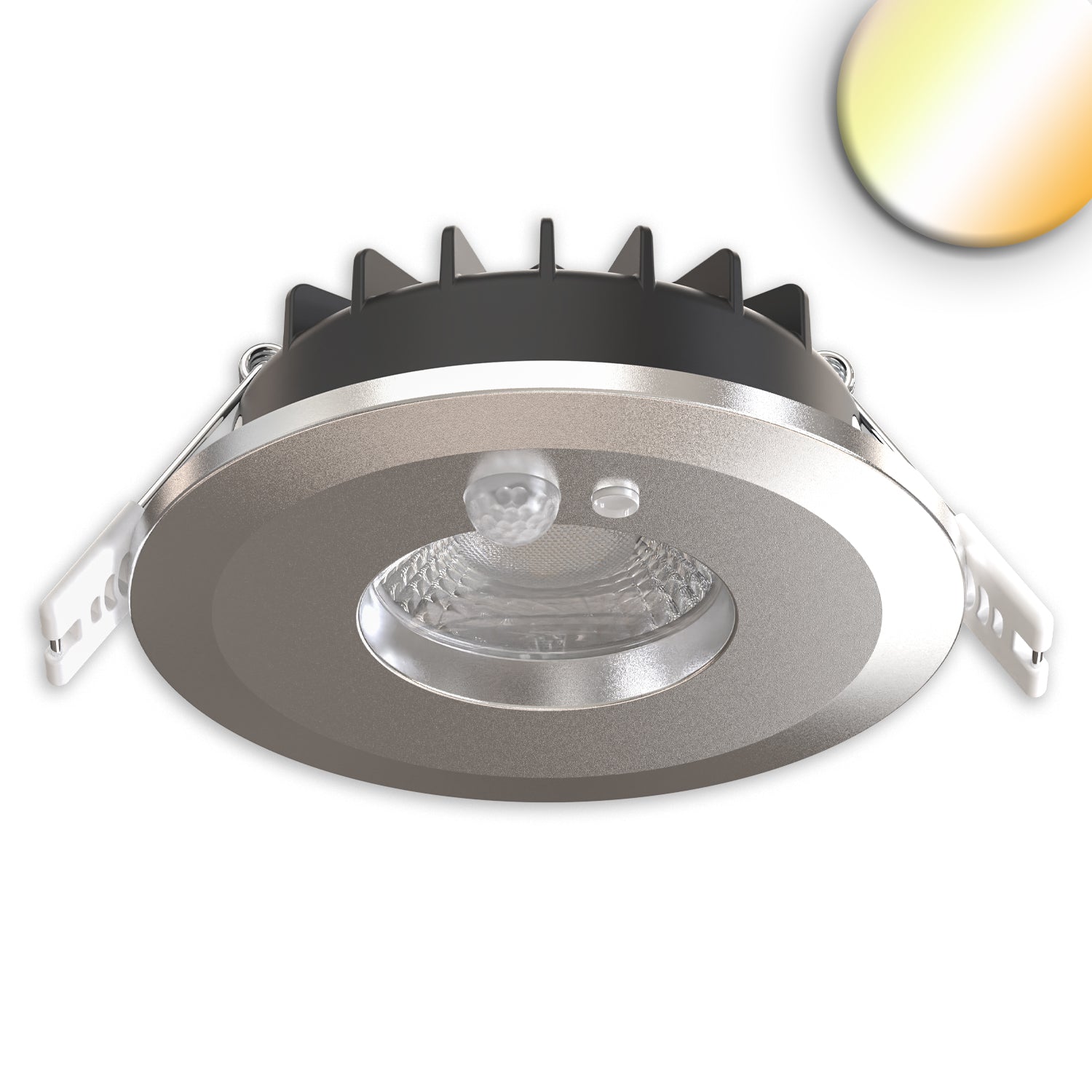 LED Einbaustrahler Vario-68 mit PIR-Sensor 6W, 60°, 2700|3000|4000|6000K, IP65, CRI90, chrom