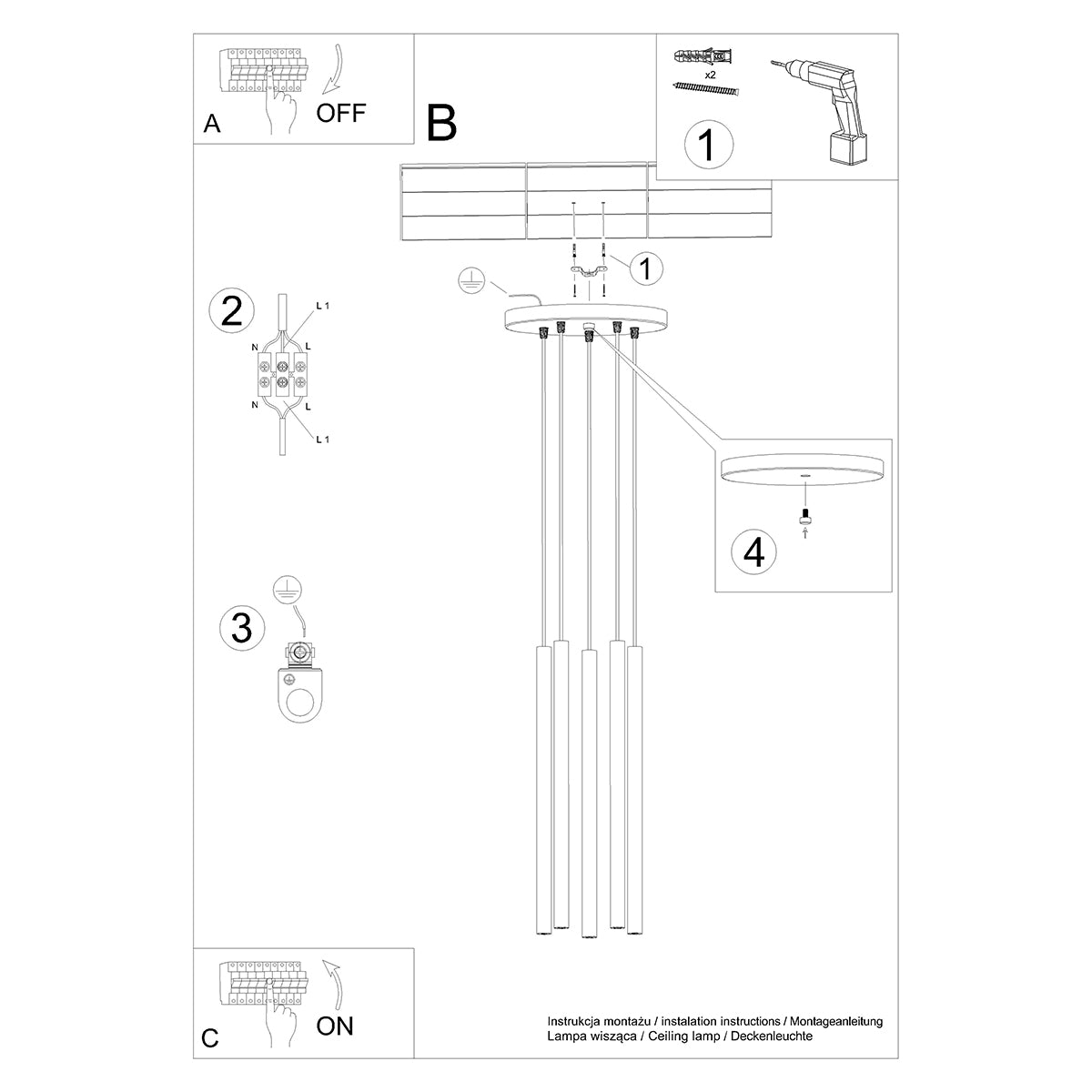 Pendelleuchten PASTELO 5P weiß Sollux Lighting