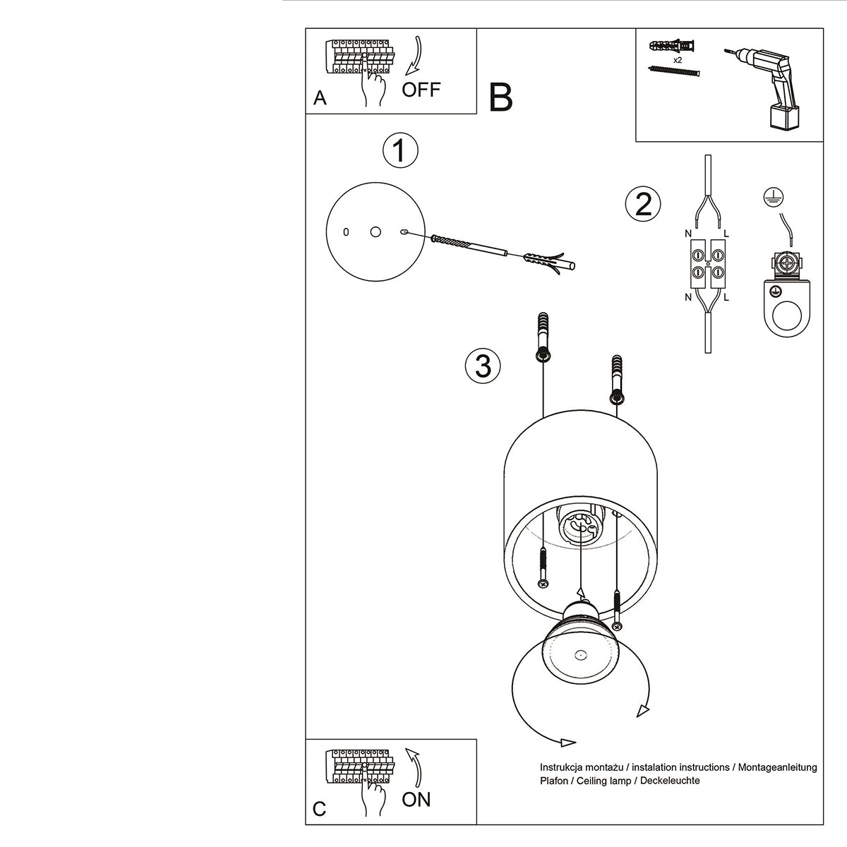 Deckenleuchte - Spot - Strahler ORBIS 1 golden Sollux Lighting