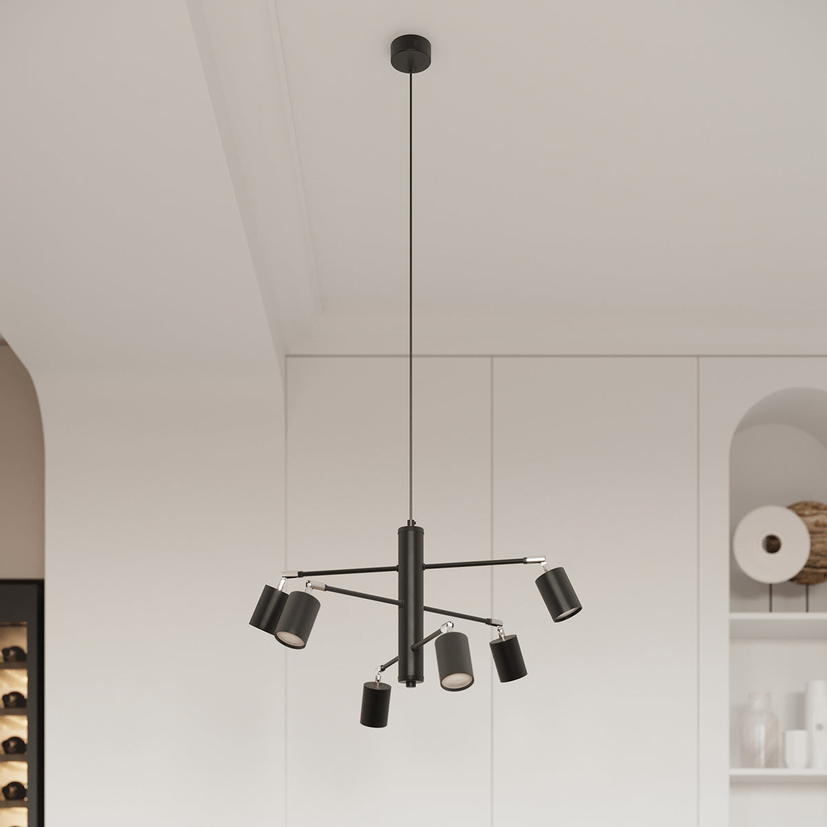 Pendelleuchte LEMMI 6 schwarz Sollux Lighting