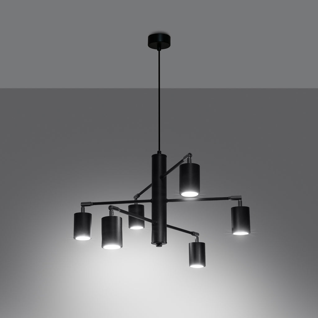 Pendelleuchte LEMMI 6 schwarz Sollux Lighting
