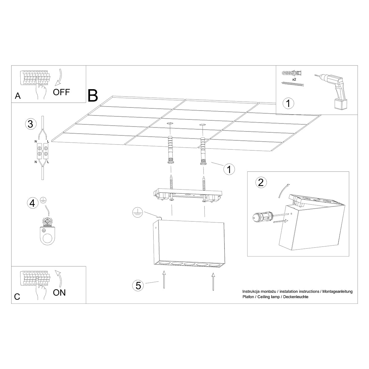 Deckenleuchte - Spot - Strahlerd SOLE schwarz LED Sollux Lighting