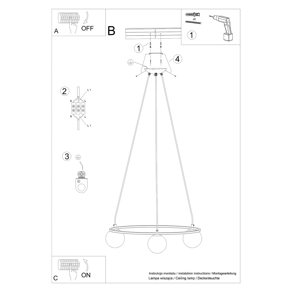 Pendelleuchte YOLI 3 Sollux Lighting