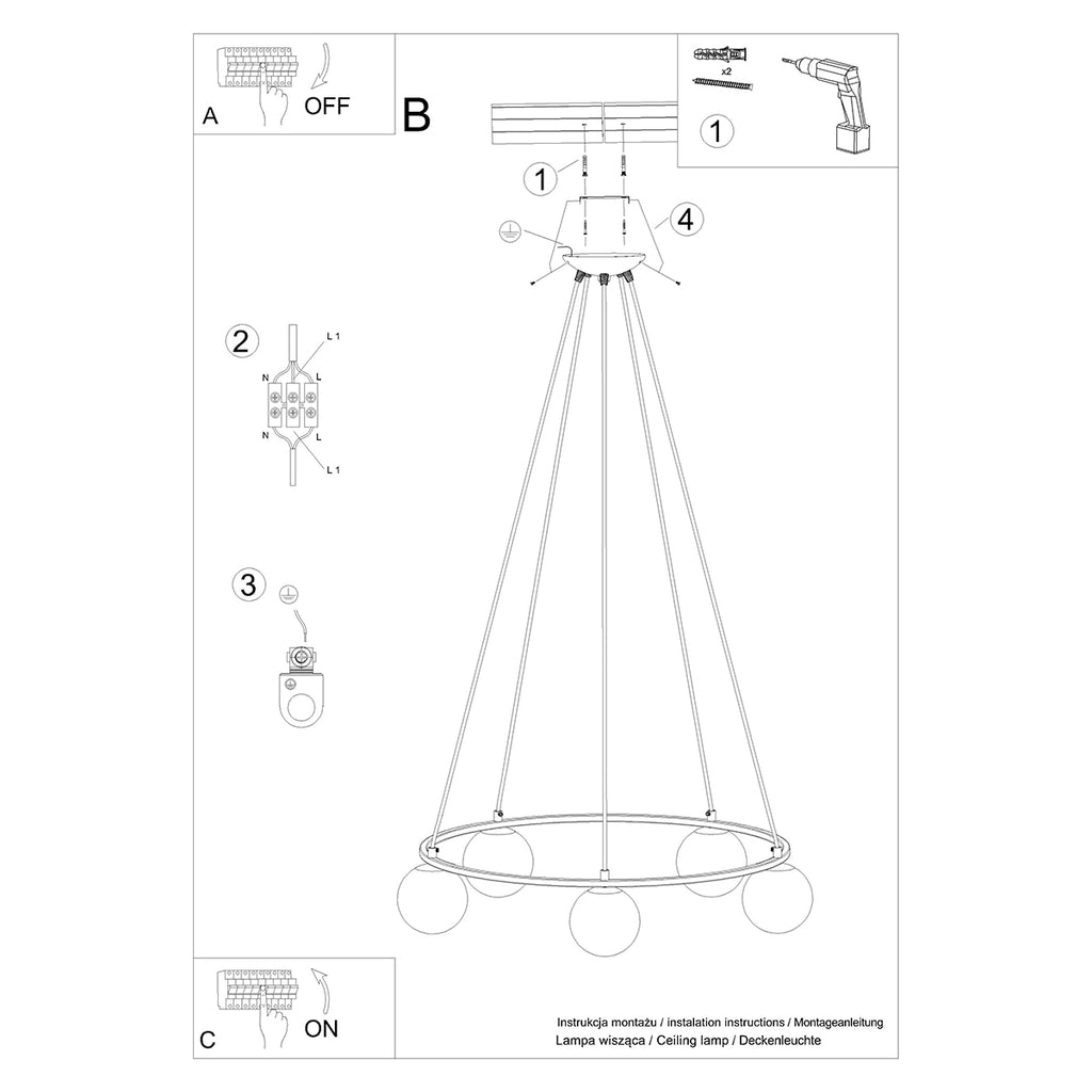 Pendelleuchte YOLI 5 Sollux Lighting