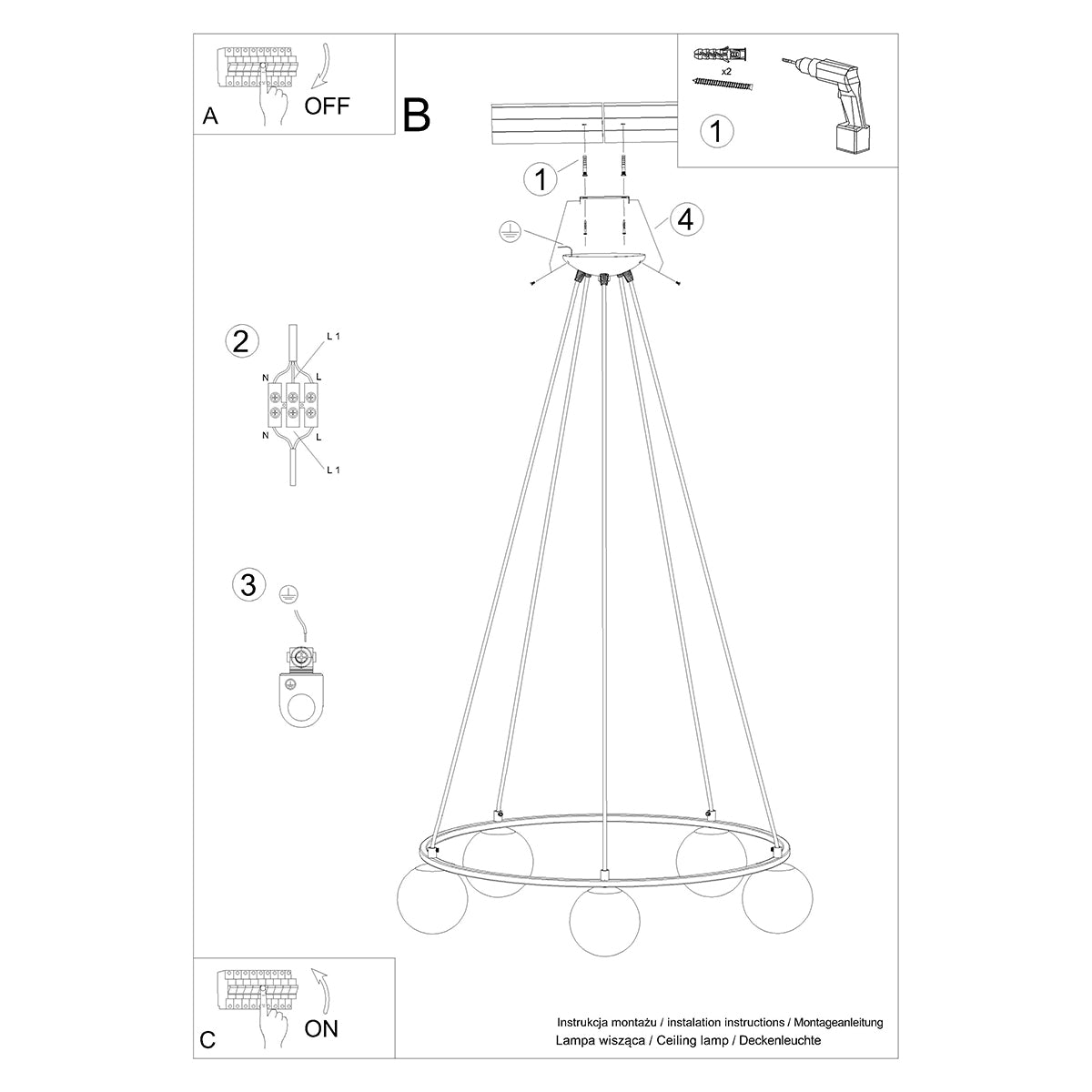 Pendelleuchte YOLI 5 Sollux Lighting