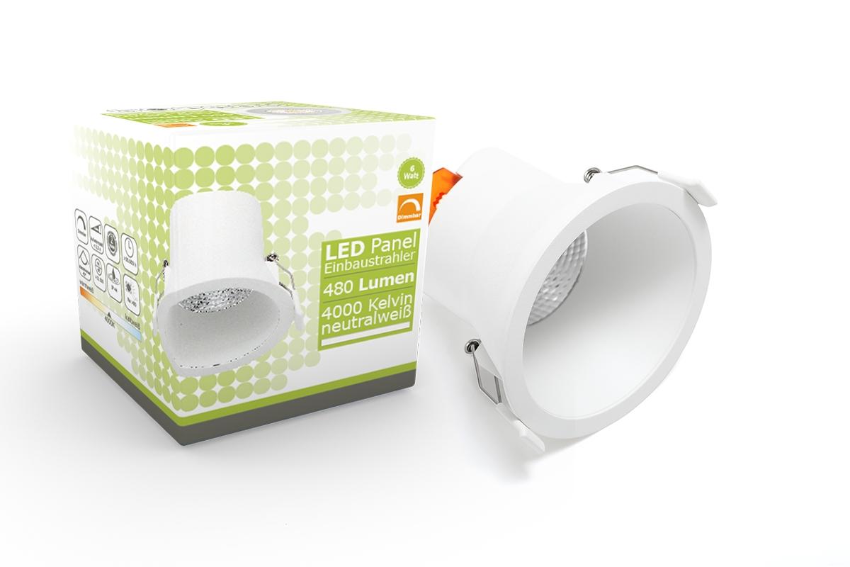 LED Einbaustrahler 6W Ø81mm 40° dimmbar - Lichtfarbe: Neutralweiß 4000K - Farbe: Weiß