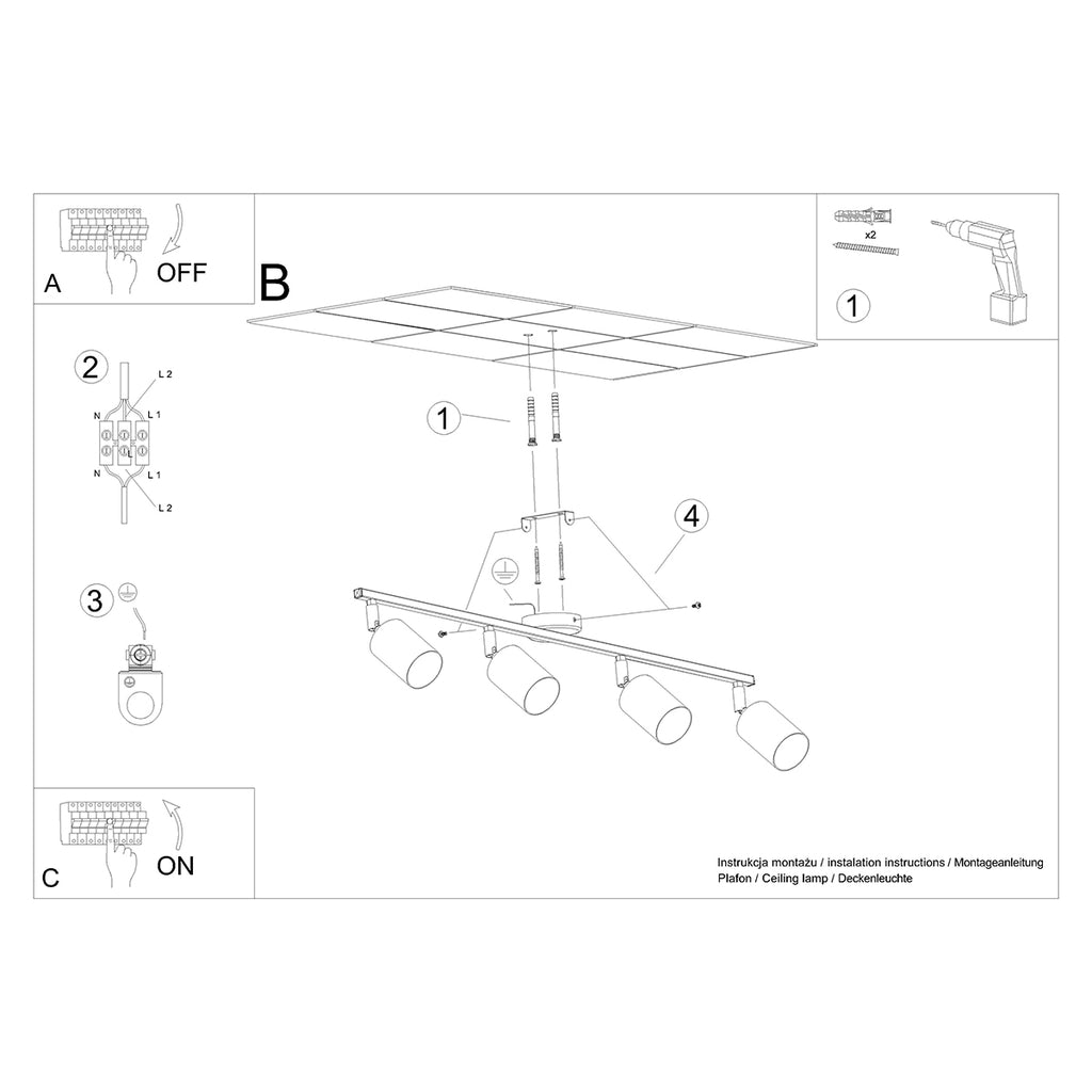 Deckenleuchte - Spot - Strahler LEMMI 4L weiß Sollux Lighting