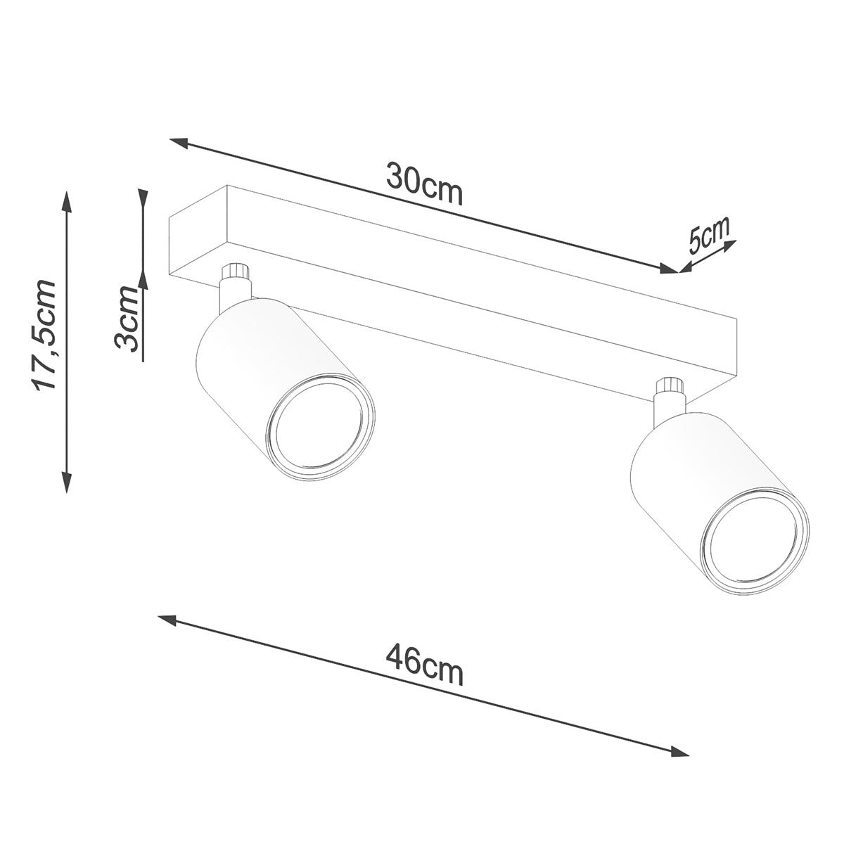Deckenleuchte - Spot - Strahler VERDO 2 schwarz Sollux Lighting