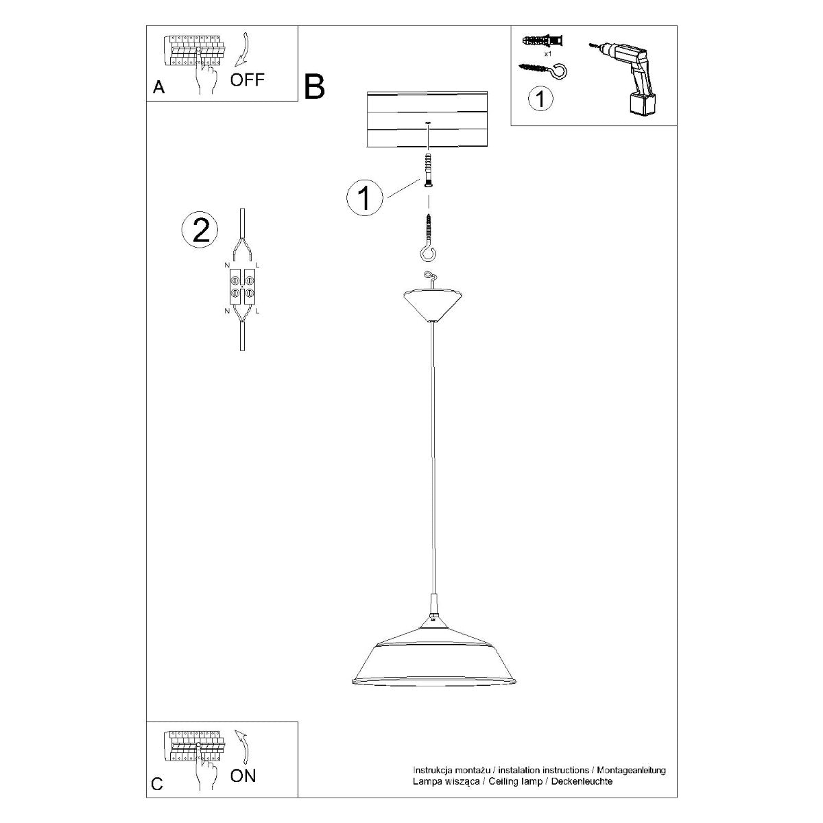Pendelleuchte FRIKA Schwarz Sollux Lighting