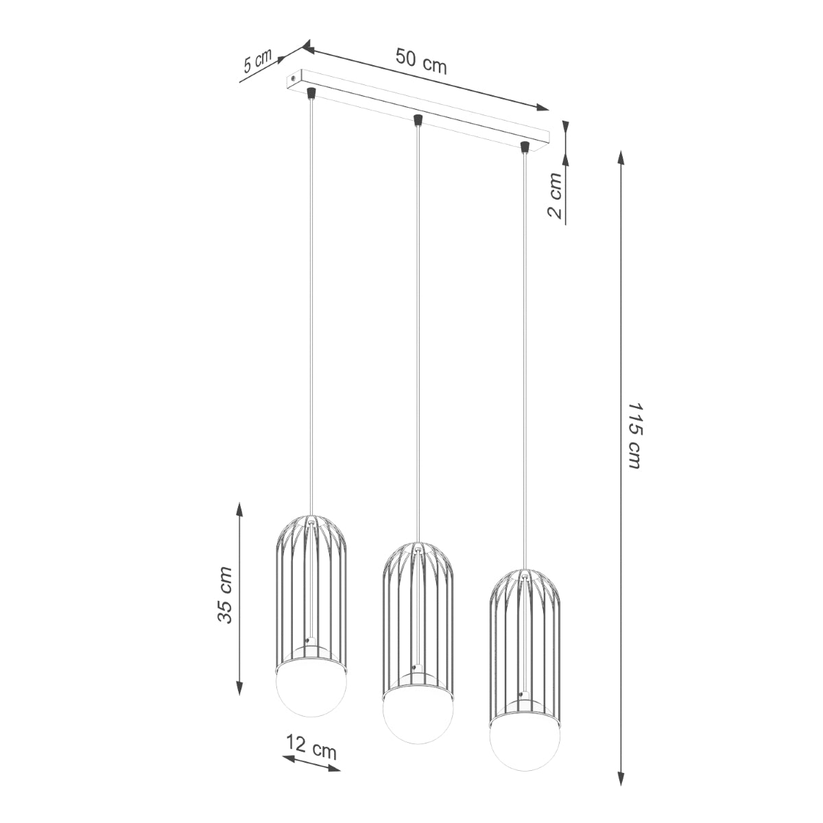 Pendelleuchte BRINA 3L Weiß Sollux Lighting