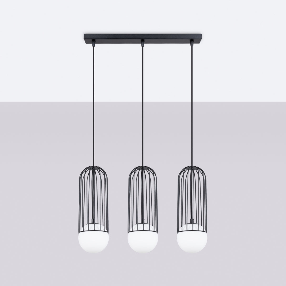 Pendelleuchte BRINA 3L Schwarz Sollux Lighting