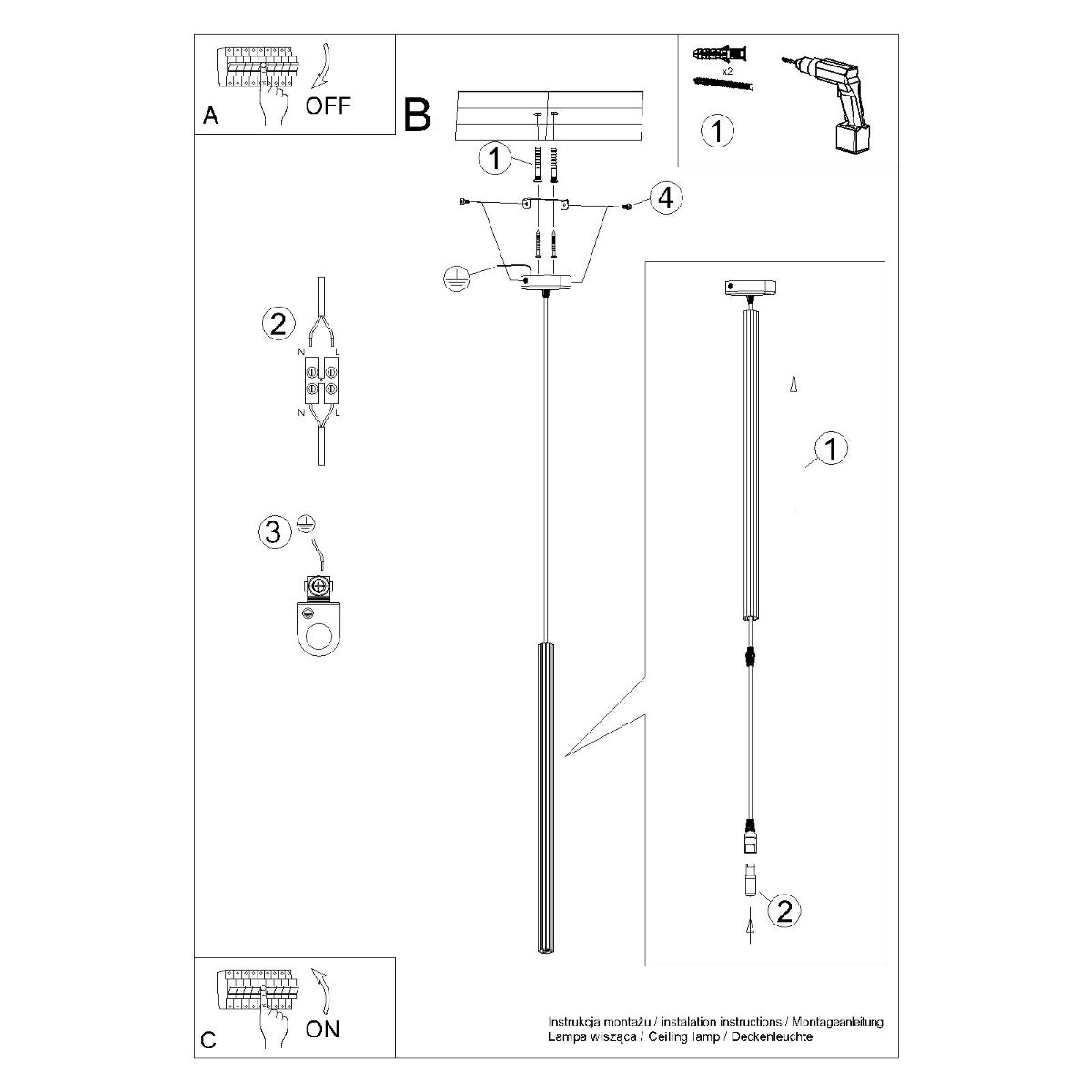 Pendelleuchte ARCHE 1 Weiß Sollux Lighting