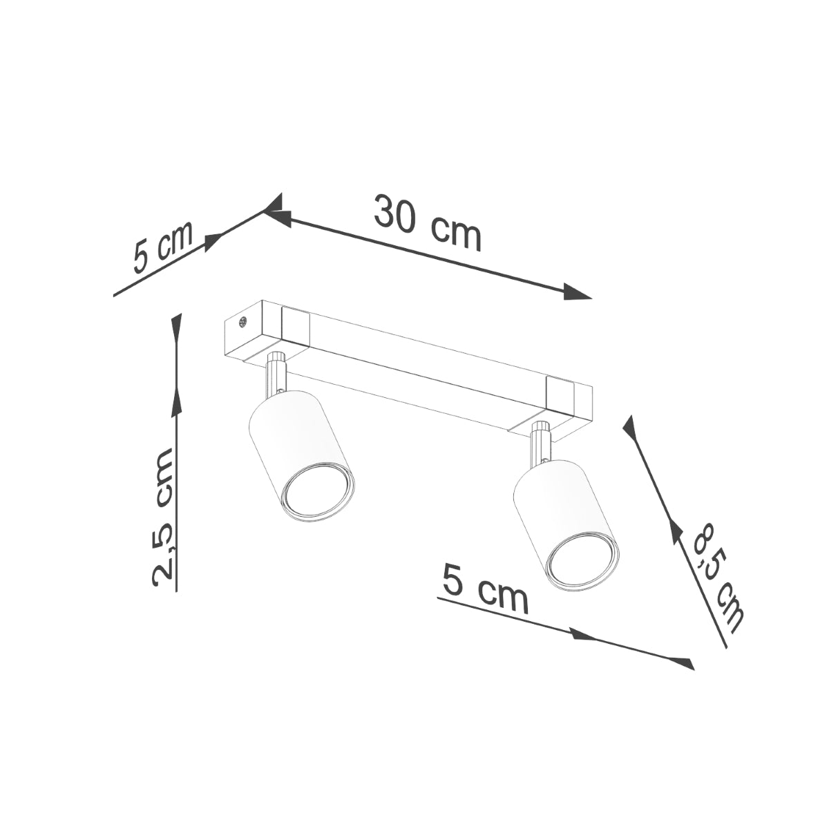 Deckenleuchte - Spot - Strahler FAGER 2 Schwarz Sollux Lighting