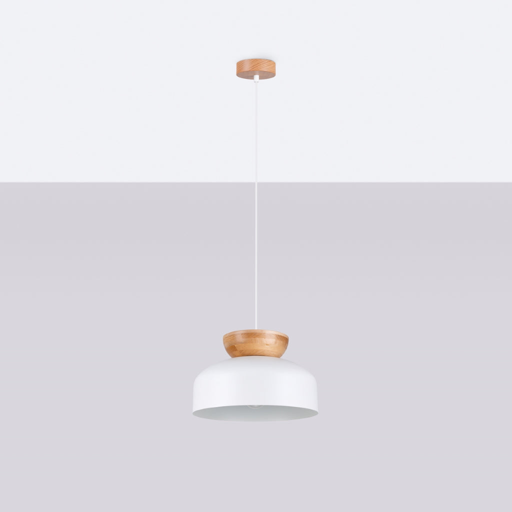 Pendelleuchte MARION Weiß & Holz Sollux Lighting