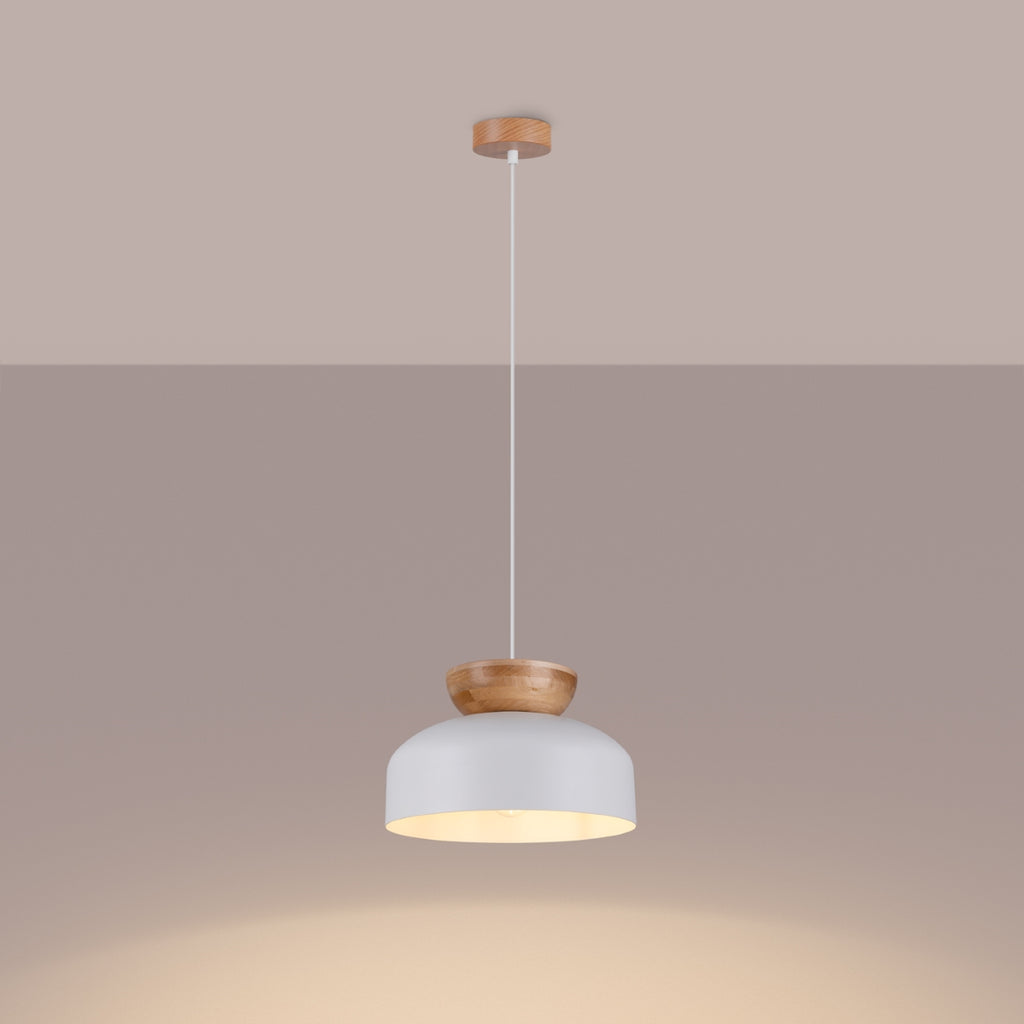 Pendelleuchte MARION Weiß & Holz Sollux Lighting