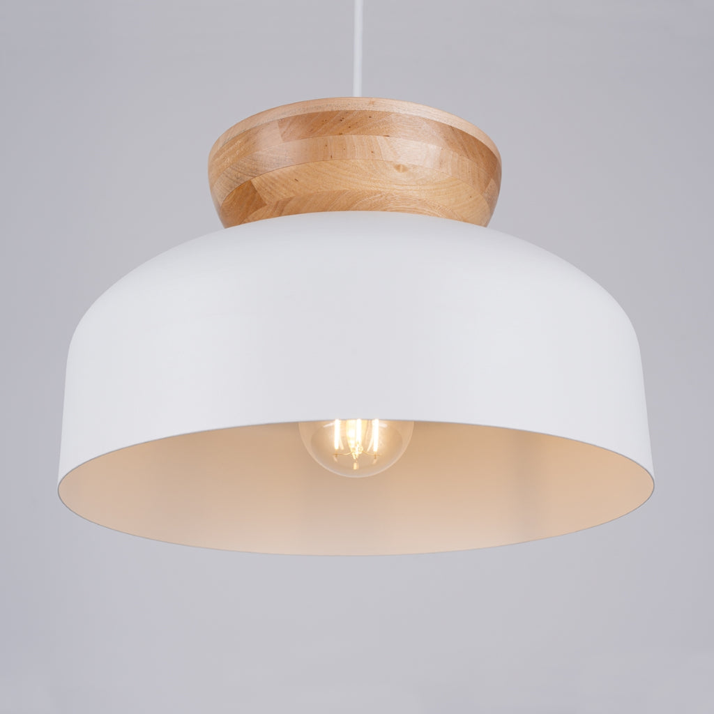 Pendelleuchte MARION Weiß & Holz Sollux Lighting