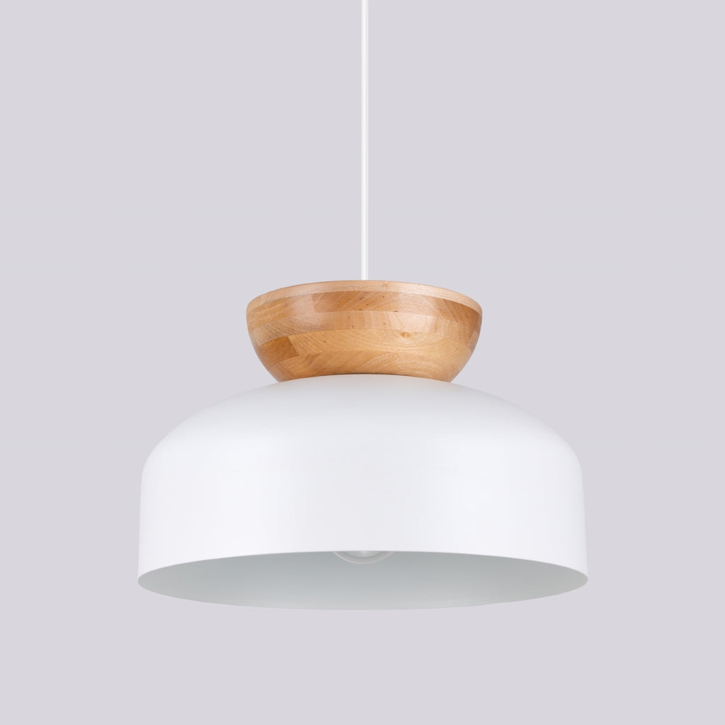 Pendelleuchte MARION Weiß & Holz Sollux Lighting
