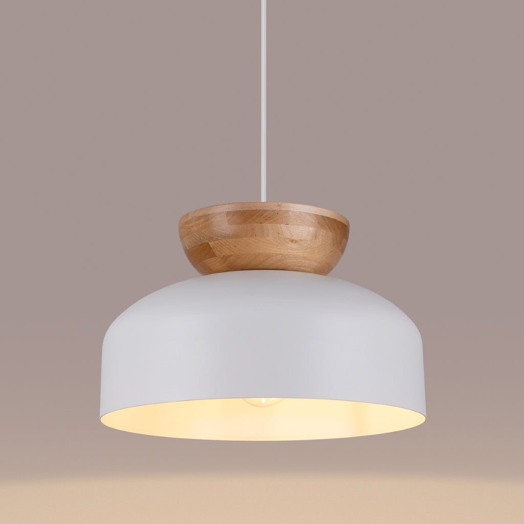 Pendelleuchte MARION Weiß & Holz Sollux Lighting