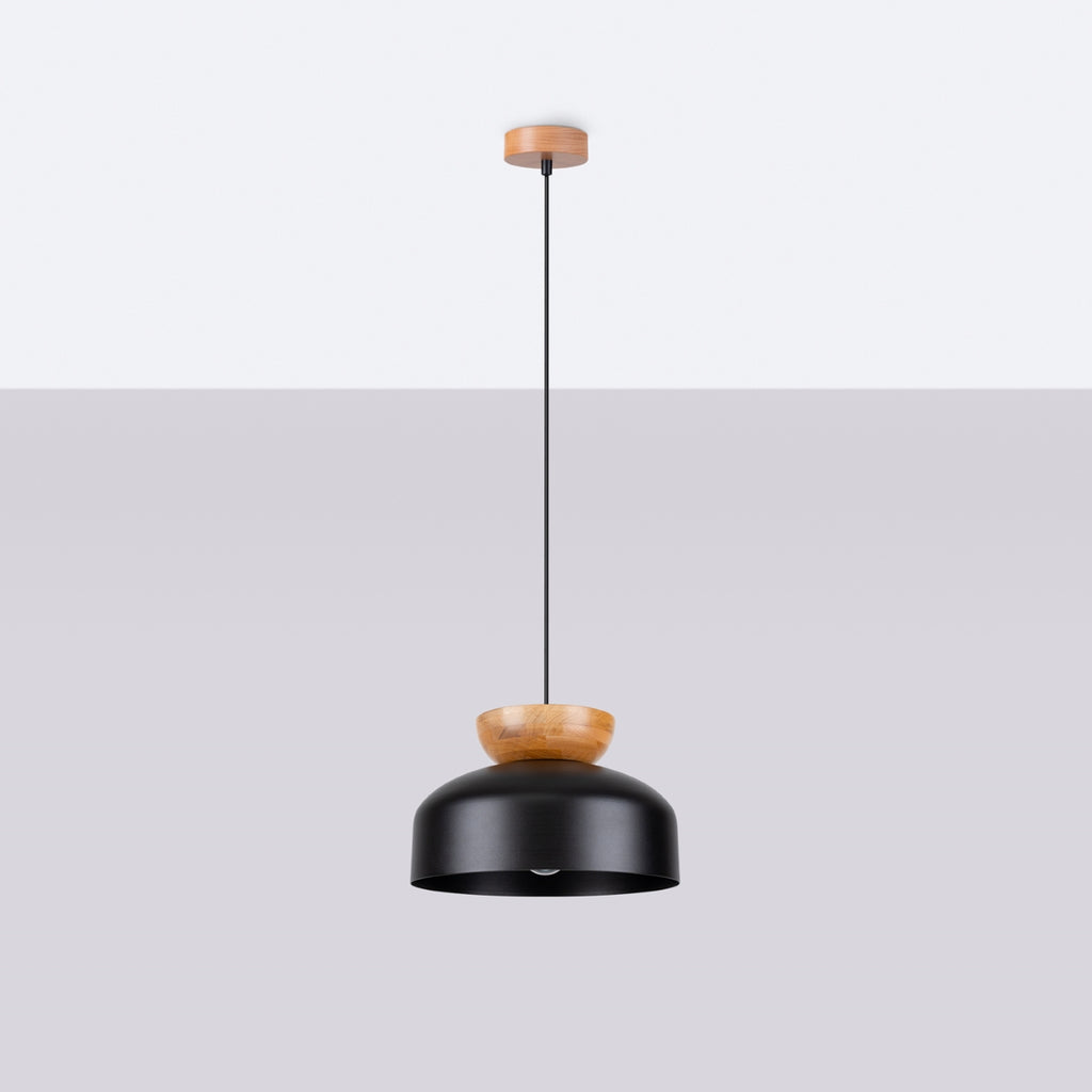 Pendelleuchte MARION Schwarz & Holz Sollux Lighting