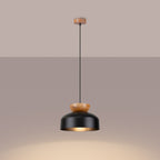 Pendelleuchte MARION Schwarz & Holz Sollux Lighting