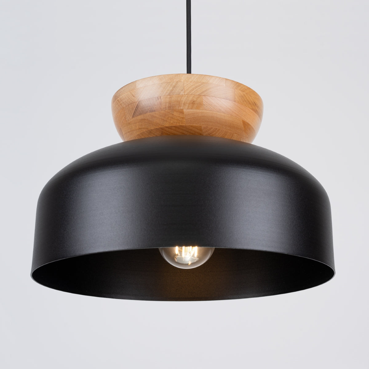Pendelleuchte MARION Schwarz & Holz Sollux Lighting