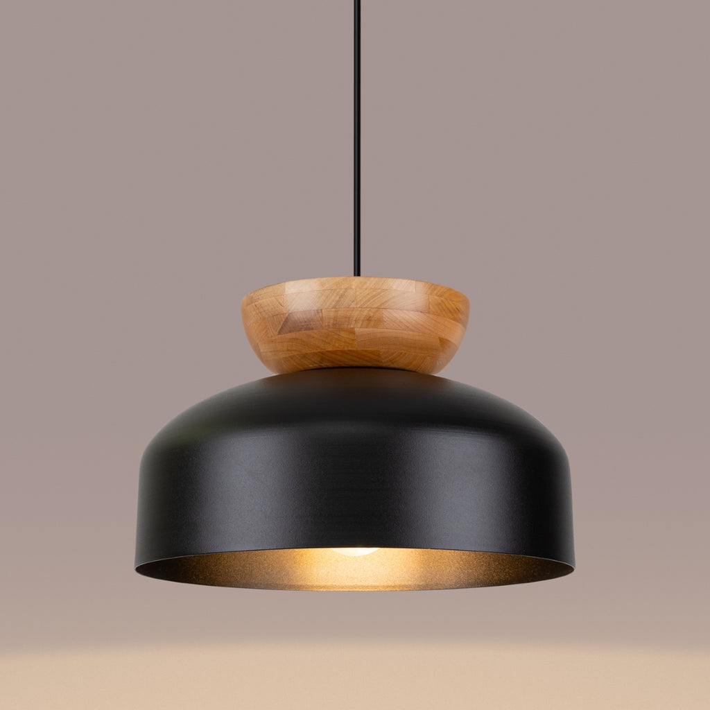 Pendelleuchte MARION Schwarz & Holz Sollux Lighting
