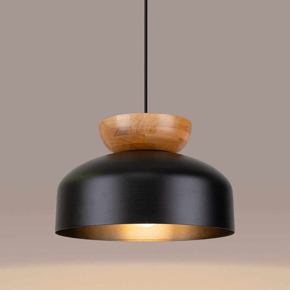 Pendelleuchte MARION Schwarz & Holz Sollux Lighting
