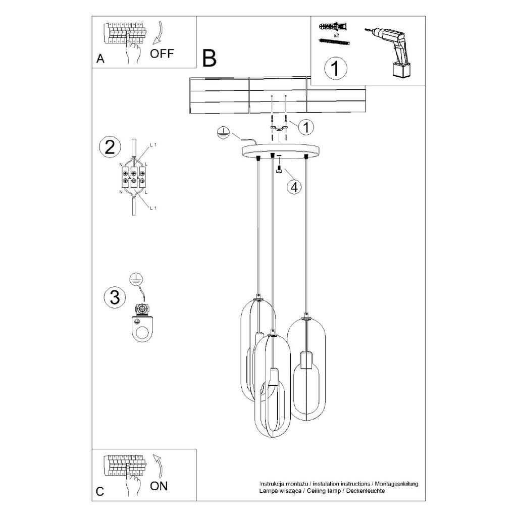 Pendelleuchte NICUS 3P Weiß Sollux Lighting