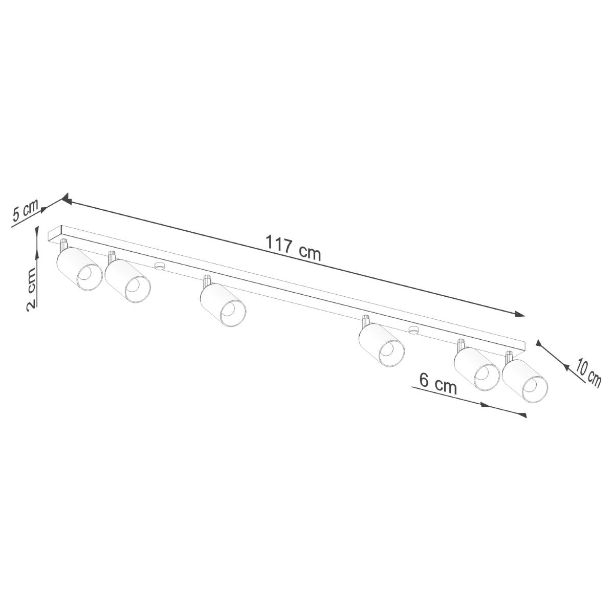 Deckenleuchte - Spot - Strahler WINX 6L schwarz & chrom Sollux Lighting