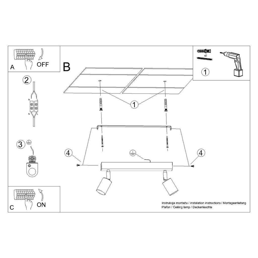 Deckenleuchte - Spot - Strahler WINX 2 schwarz & kupfer Sollux Lighting
