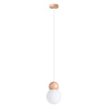 Pendelleuchte PEKKA 1 weiß & naturfarbenes Holz Sollux Lighting