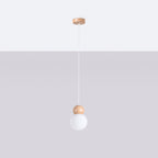 Pendelleuchte PEKKA 1 weiß & naturfarbenes Holz Sollux Lighting