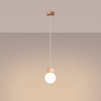 Pendelleuchte PEKKA 1 weiß & naturfarbenes Holz Sollux Lighting