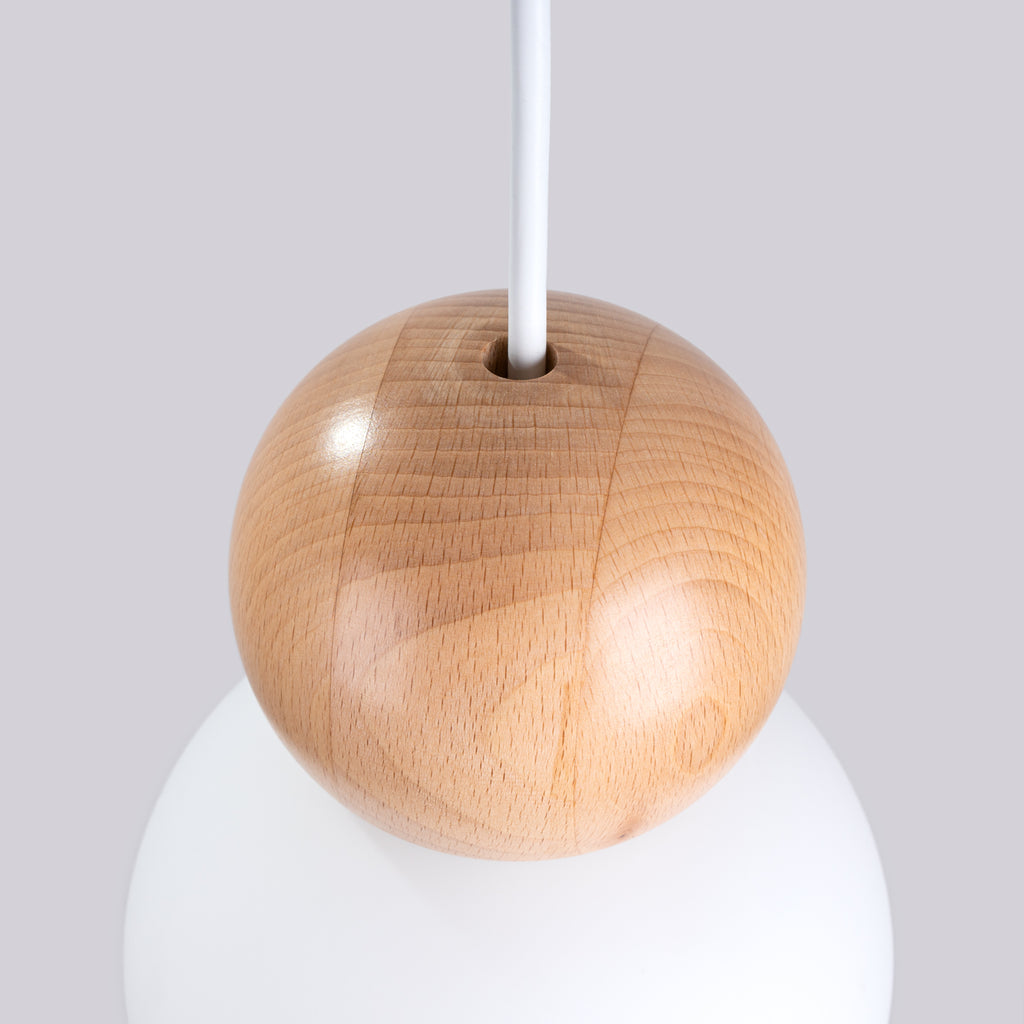 Pendelleuchte PEKKA 1 weiß & naturfarbenes Holz Sollux Lighting
