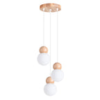 Pendelleuchte PEKKA 3P weiß & naturfarbenes Holz Sollux Lighting