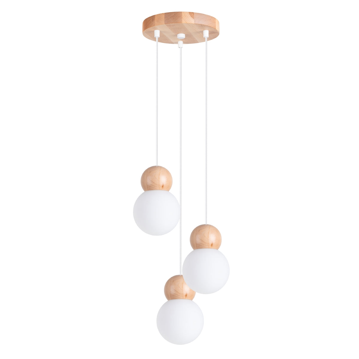 Pendelleuchte PEKKA 3P weiß & naturfarbenes Holz Sollux Lighting