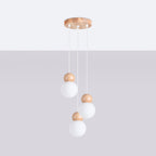 Pendelleuchte PEKKA 3P weiß & naturfarbenes Holz Sollux Lighting