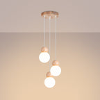 Pendelleuchte PEKKA 3P weiß & naturfarbenes Holz Sollux Lighting