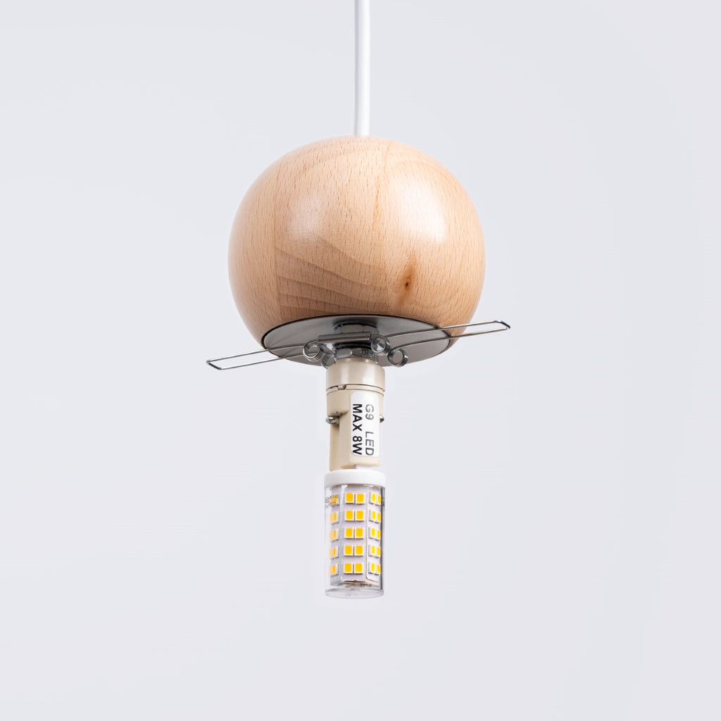 Pendelleuchte PEKKA 3P weiß & naturfarbenes Holz Sollux Lighting