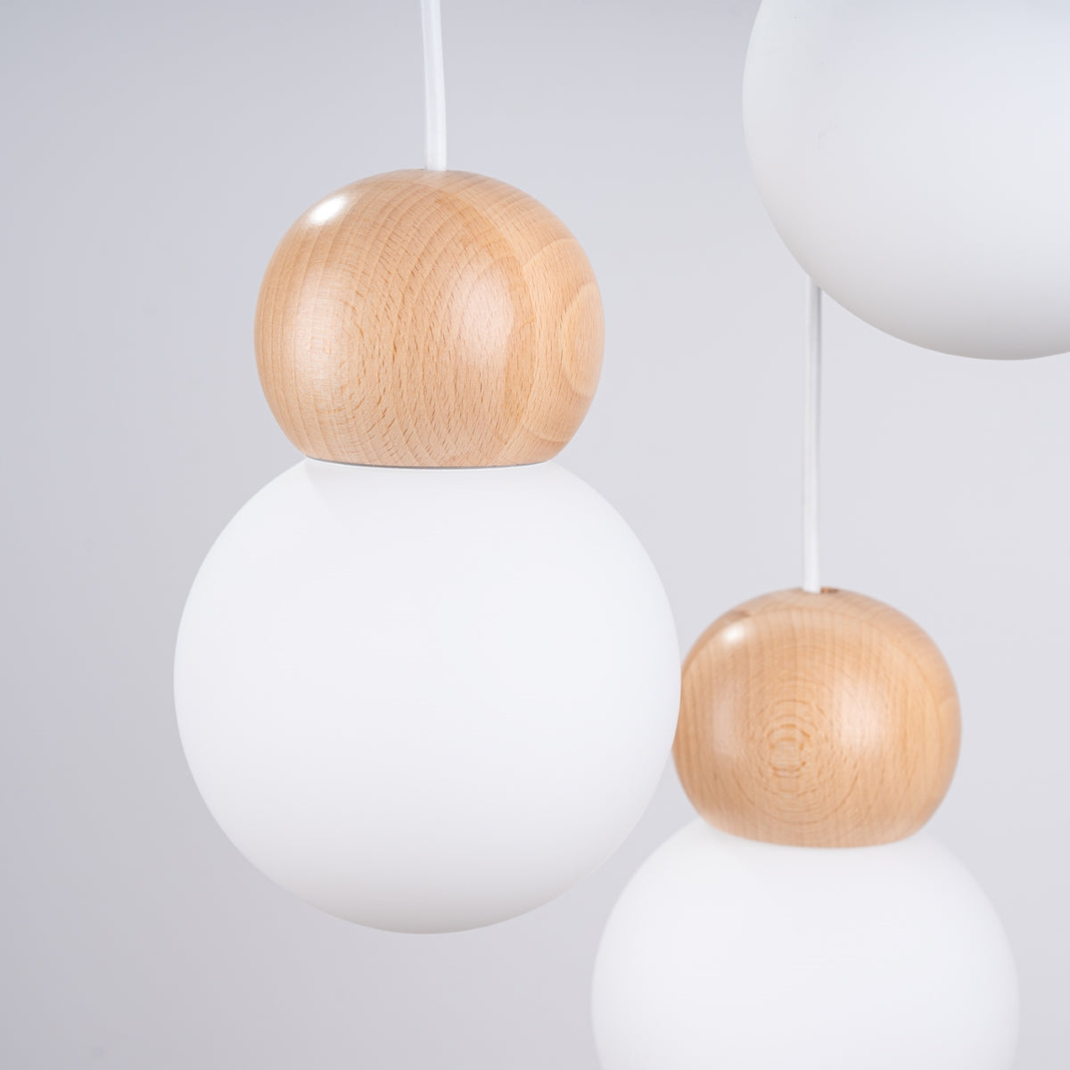 Pendelleuchte PEKKA 3P weiß & naturfarbenes Holz Sollux Lighting
